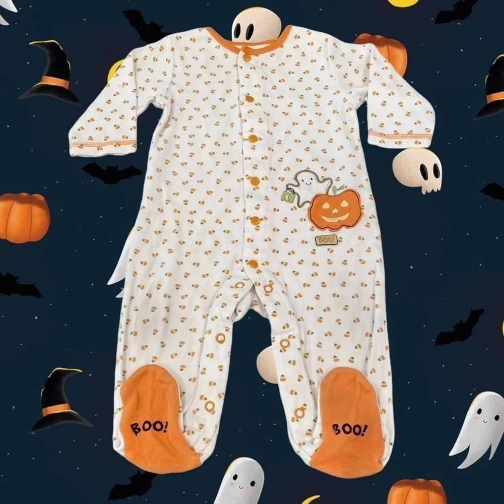 CARTER’S Size 9M Halloween Candy Corn Footie Pajama